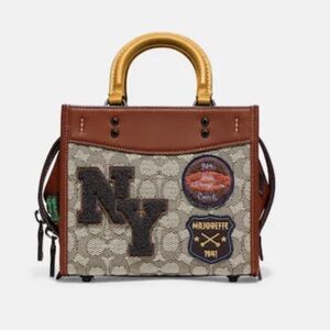 Coach Rogue 20 bag In Signature Textile Jacquard With Varsity Patches NWT